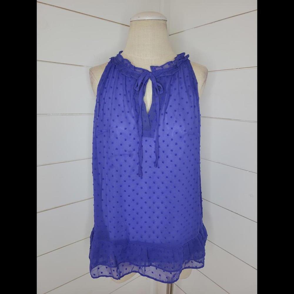 NWOT Like Love blueish purple sleeveless sheer textured blouse